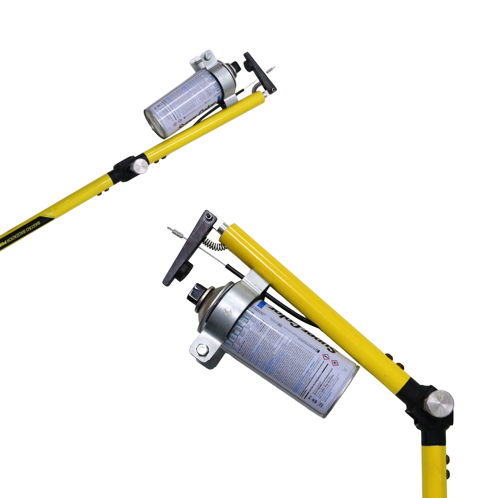 Operador utilizando o Bastão Porta Spray AGMOV para aplicar aerossóis em locais elevados com segurança e precisão.