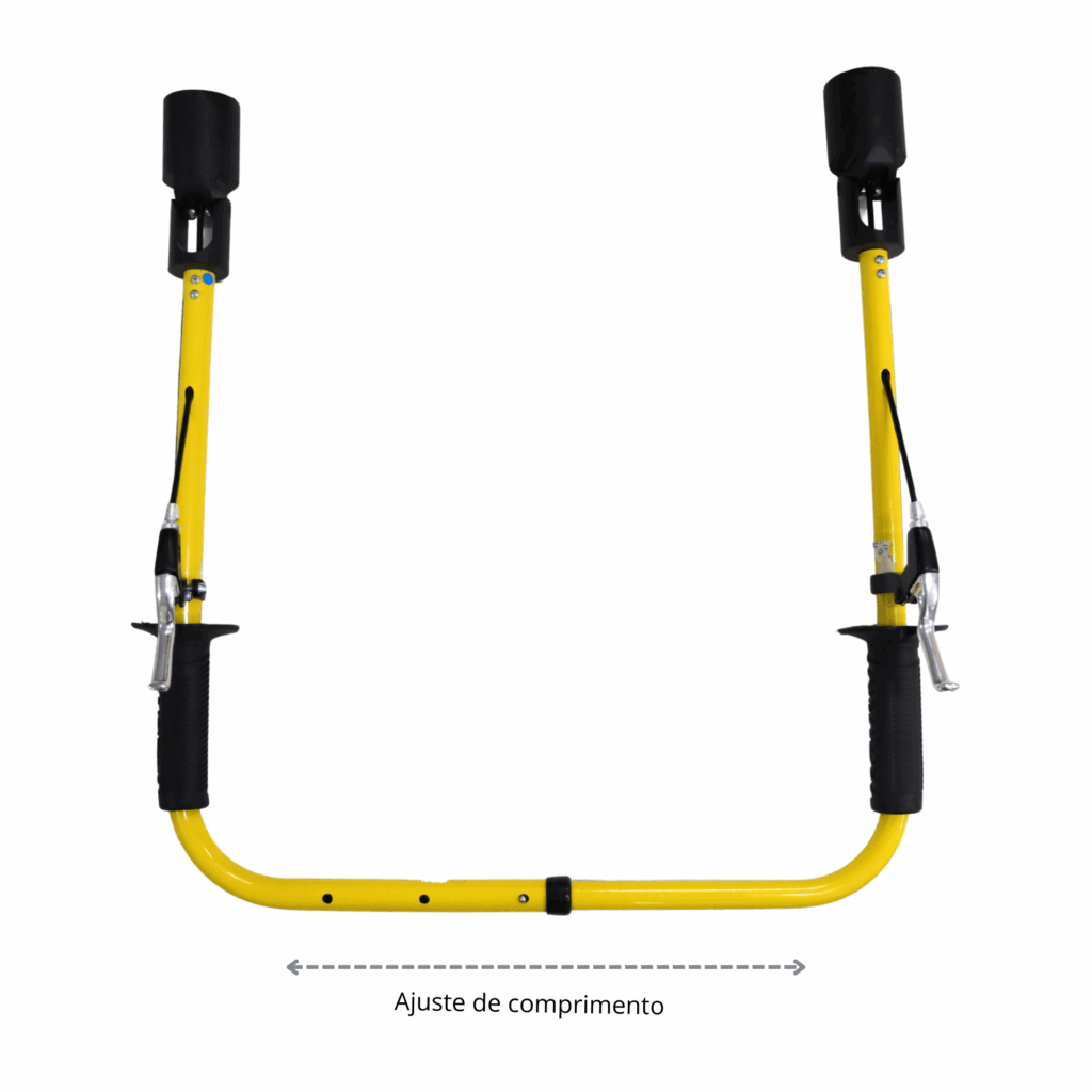 Operador utilizando o Bastão ON/OFF CG Smart AGMOV para direcionar carga içada com segurança e controle, prevenindo riscos de prensamento e cortes.