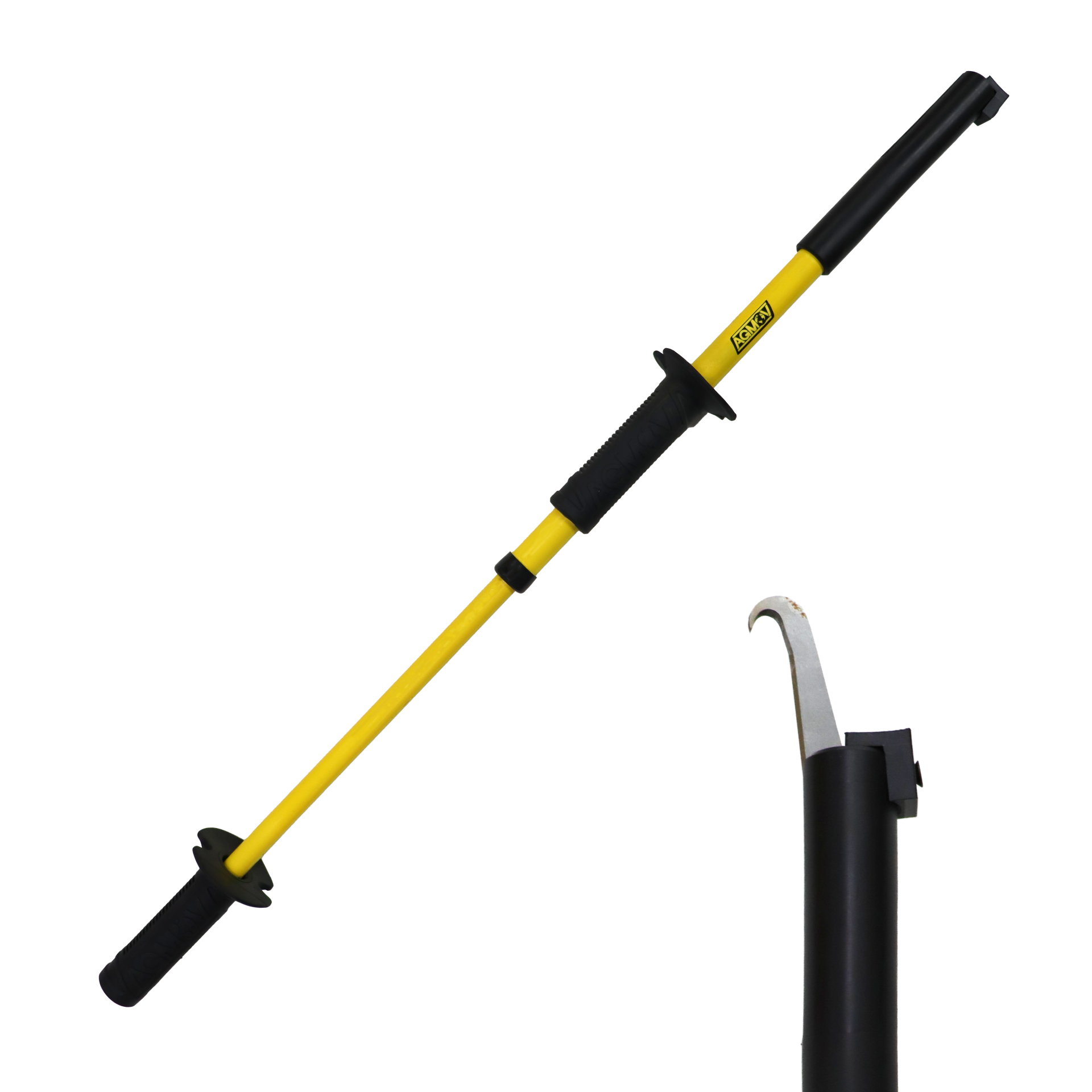 Operador utilizando o Bastão New Fura Bag para perfurar o BAG com segurança, mantendo distância da zona de risco e evitando projeções de partículas.