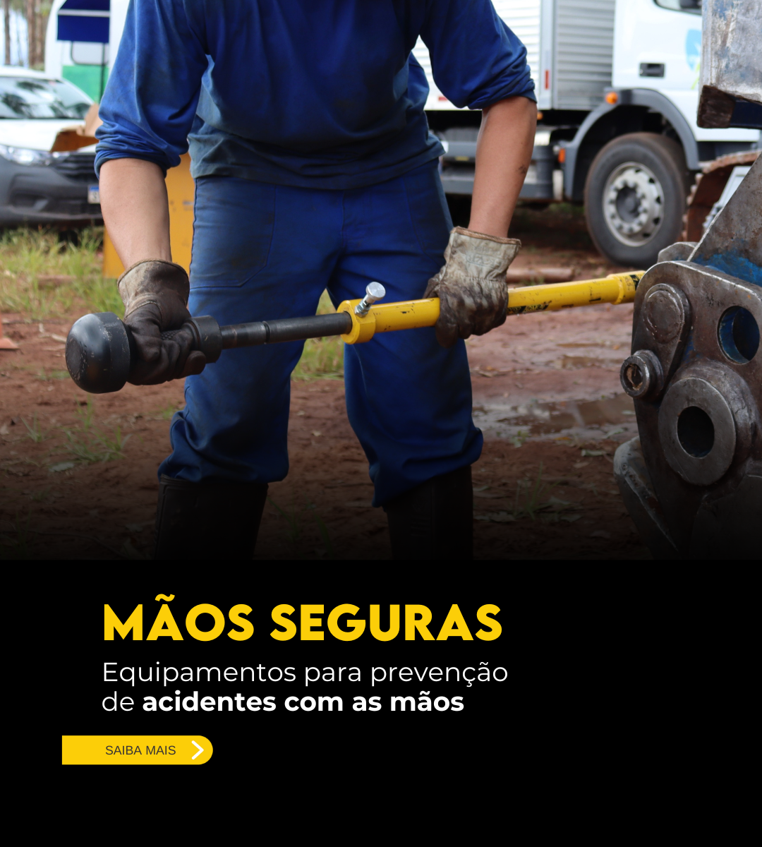 Equipamento de segurança que protege as mãos do operador contra impactos e prensamentos.